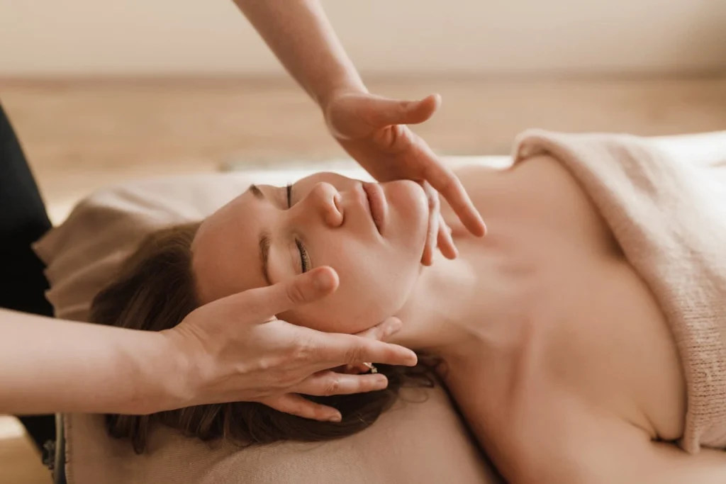 Relaxing facial massage therapy session for glowing skin